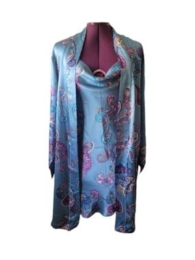 NK iMODE 100%silk cowl neck nightie and robe set